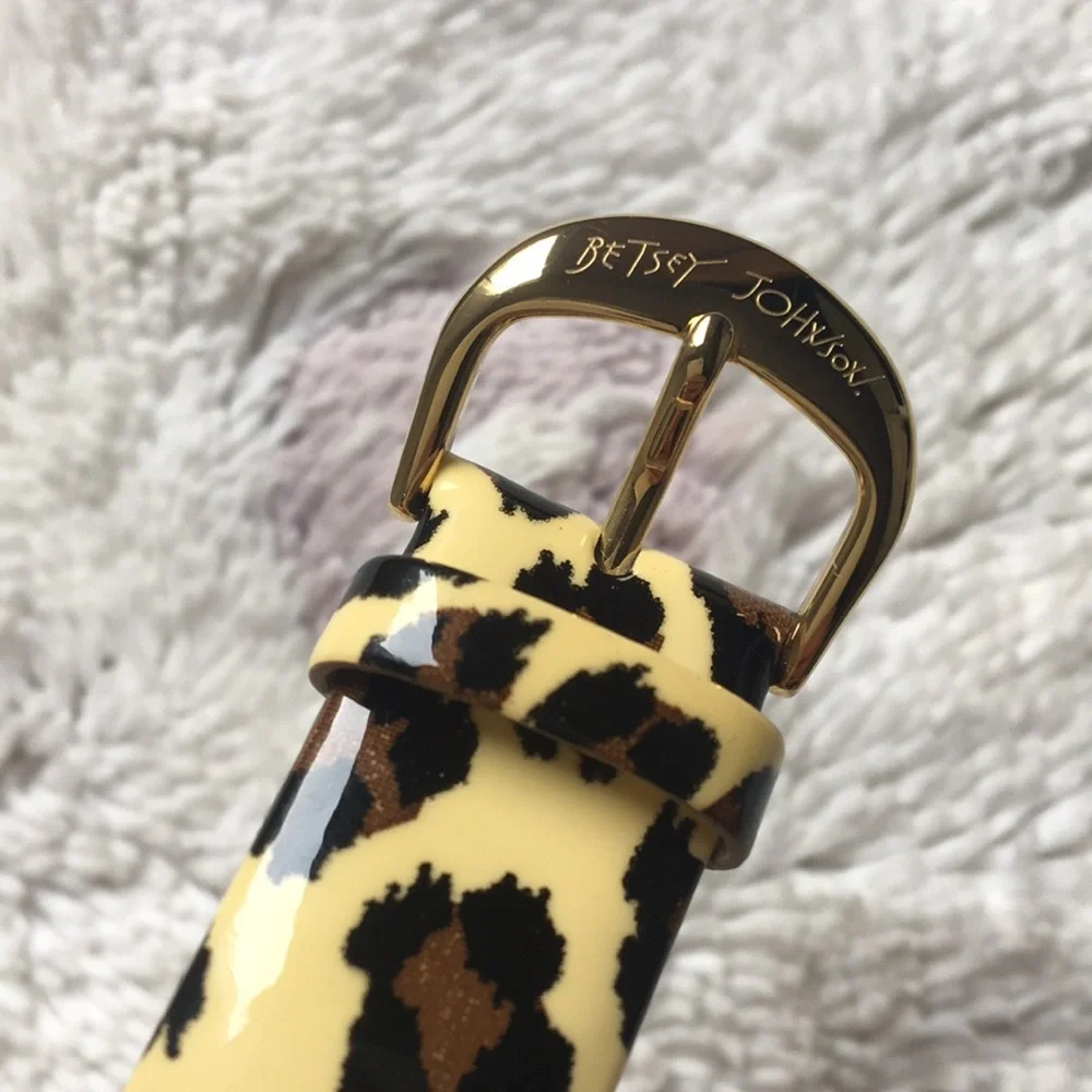 🐆Betsey Johnson EUC Large Floating Numbers Watch Animal Print🐆